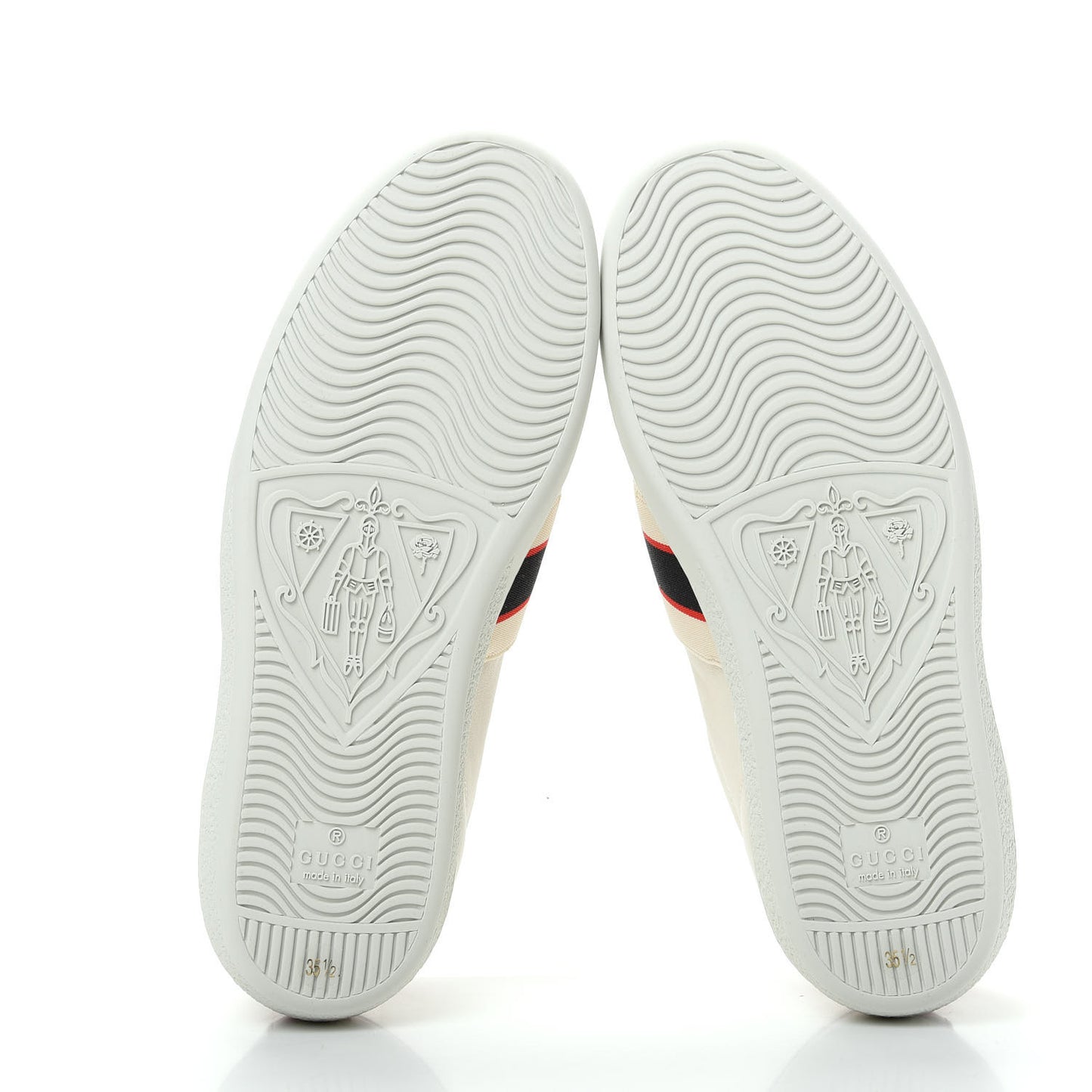 Calfskin Stripe Womens New Ace Sneakers 35.5 New Mystic White Ecru Red Flame