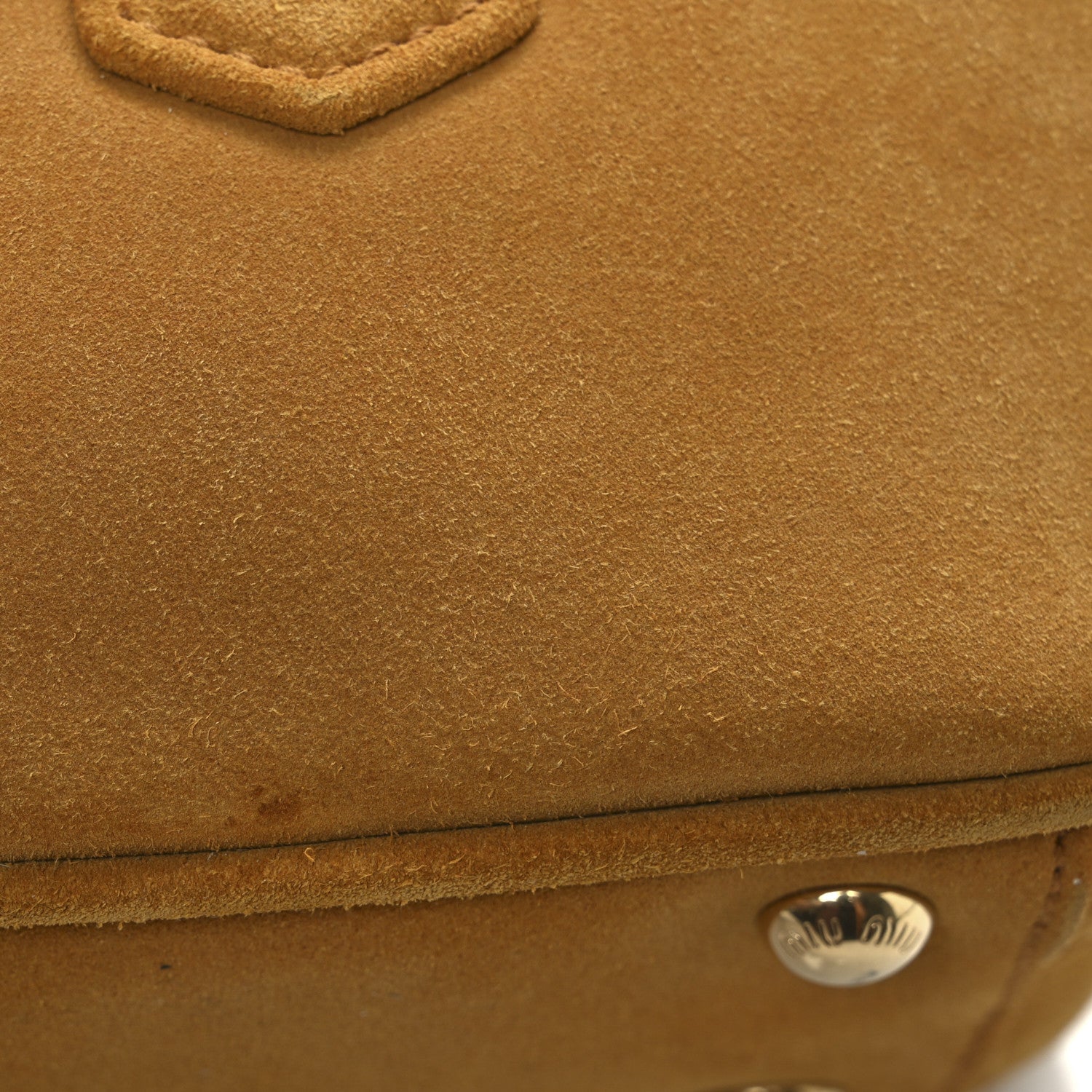 Miu Miu Suede Padded Regular Arcadie Top Handle Bag Whiskey 11 of 11