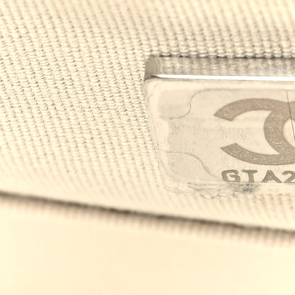 Chanel Canvas Calfskin Striped Medium Deauville Tote White Black 9 of 14