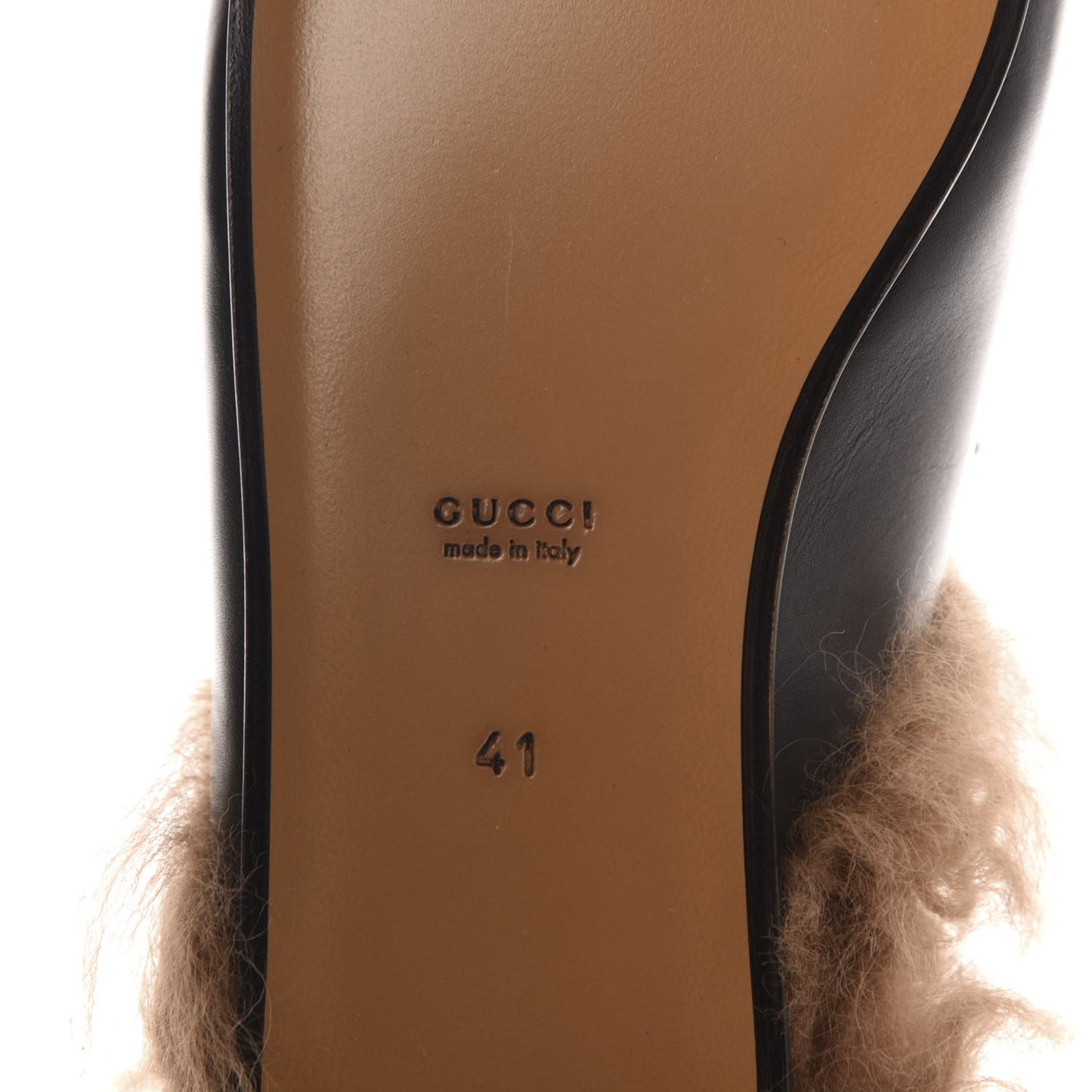 Calfskin Fur Womens Princetown Slippers 41 Black