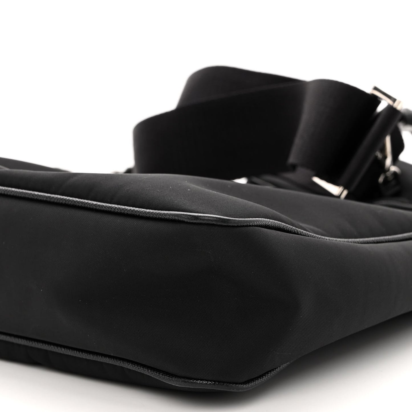Re-Nylon Saffiano Pocket Zippered Shoulder Bag Black