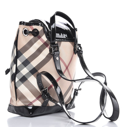 Burberry Patent Nova Check Backpack Black 3 of 11