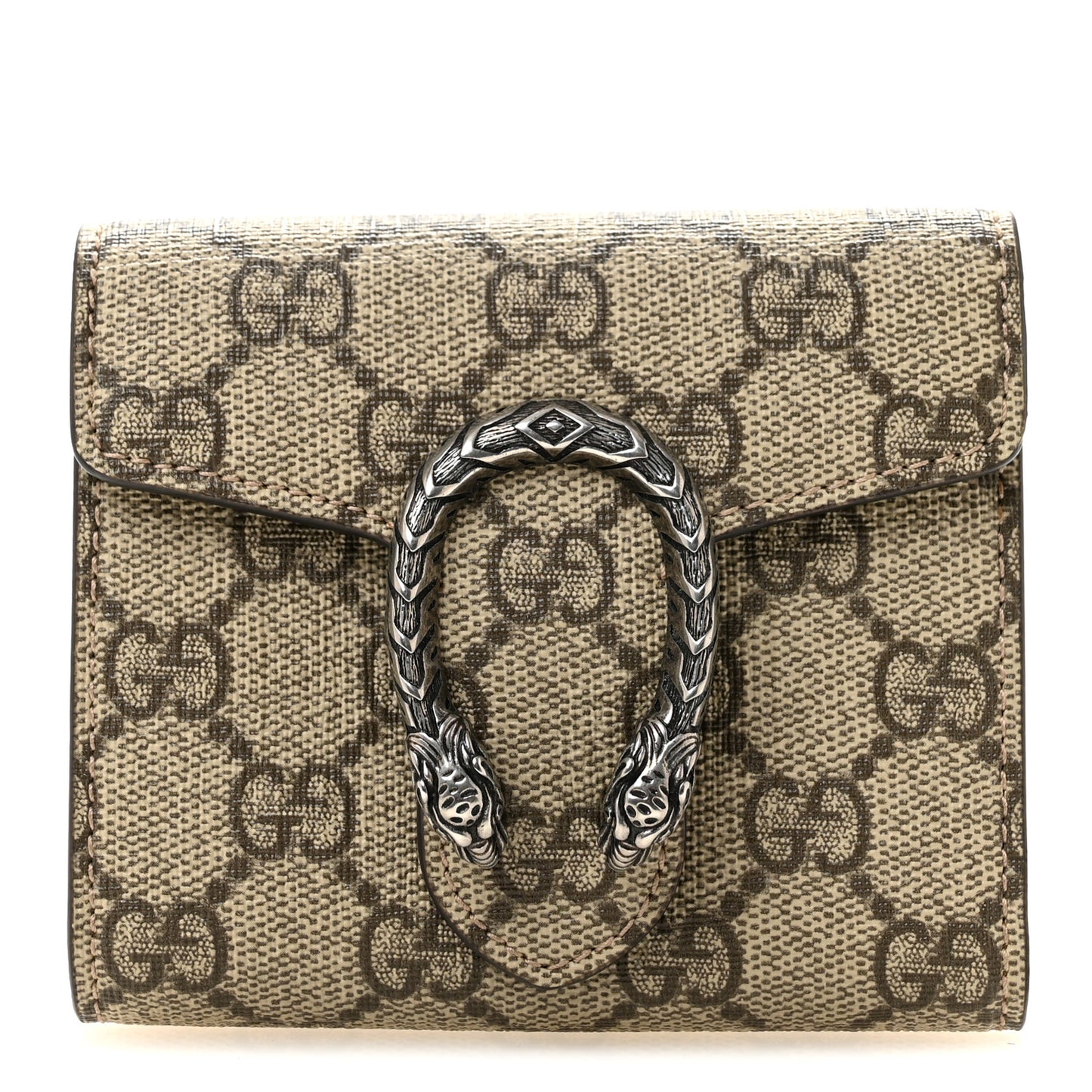 GG Supreme Monogram Dionysus Card Case Wallet Beige Taupe Beige Taupe