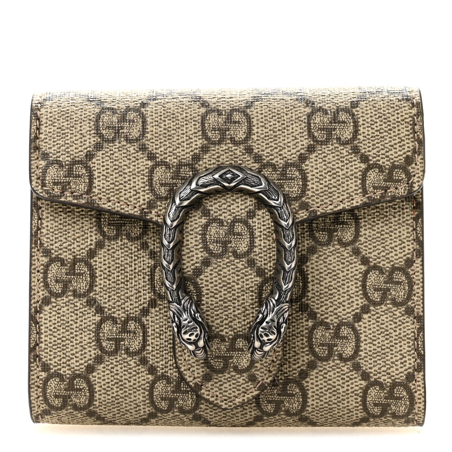 Gucci GG Supreme Monogram Dionysus Card Case Wallet Beige Taupe Beige Taupe 1 of 8