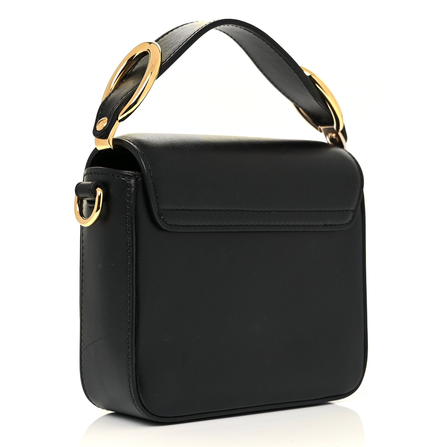 Shiny Calfskin Suede Mini C Double Carry Black