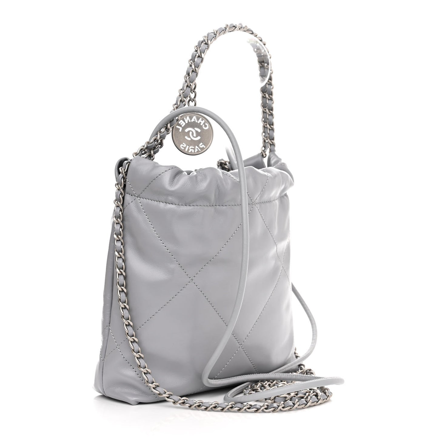 Shiny Calfskin Quilted Mini Chanel 22 Grey