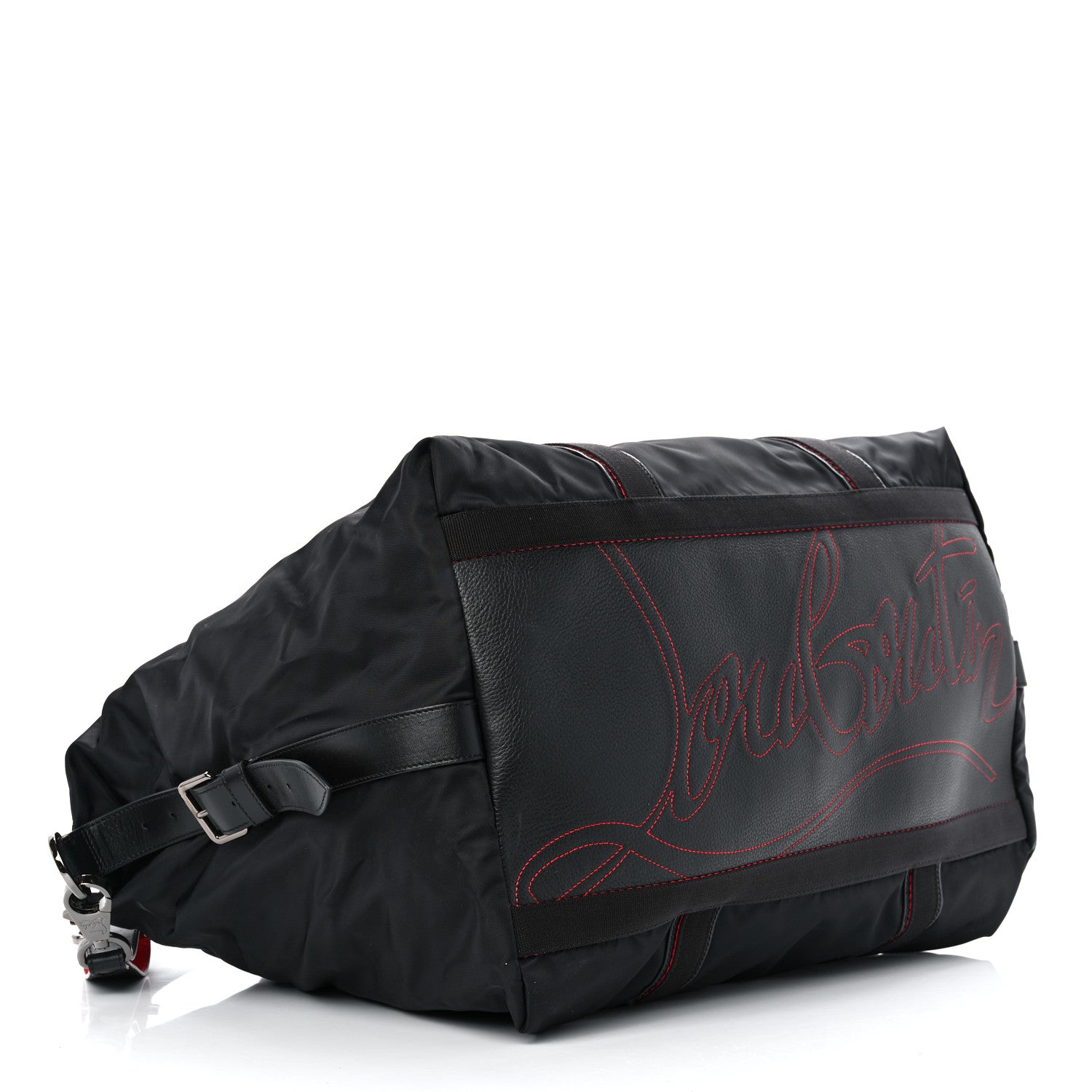 Christian Louboutin Nylon Calfskin Paris Loubcity Weekender Black Gunmetal 4 of 10