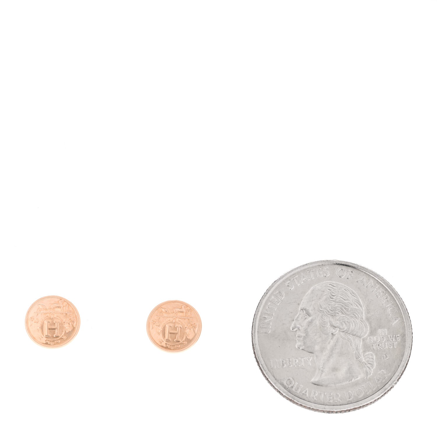 Hermes 18K Rose Gold TPM Ex-Libris Stud Earrings 1 of 4