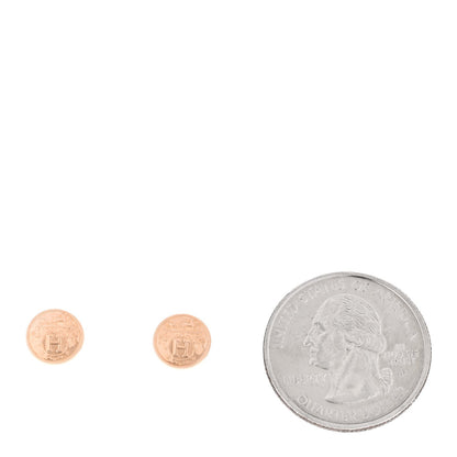 Hermes 18K Rose Gold TPM Ex-Libris Stud Earrings 1 of 4