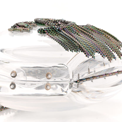 Chanel Plexiglass Iridescent Chain Fringe CC Clutch Clear 7 of 9