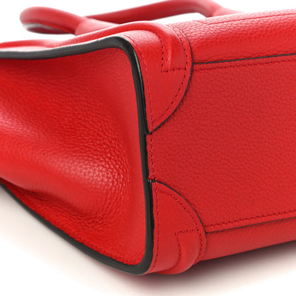 Celine Drummed Calfskin Nano Luggage Red 9 of 10
