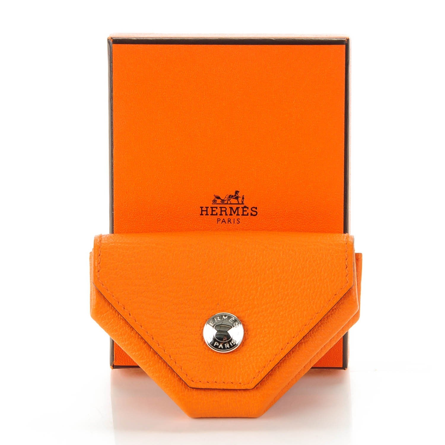 Hermes Chevre Mysore Le 24 Coin Purse Orange 4 of 7