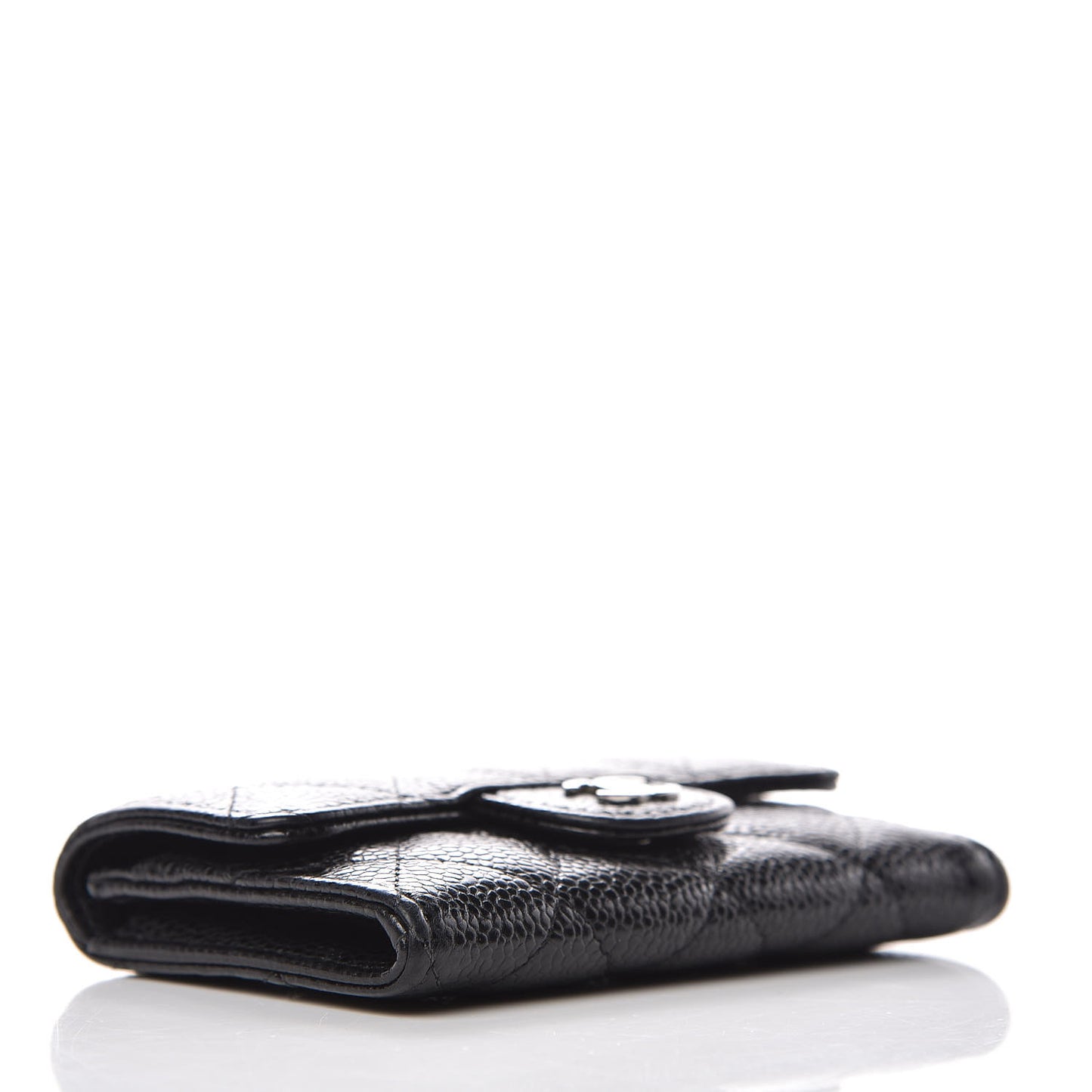 Caviar Quilted Flap Card Holder Black