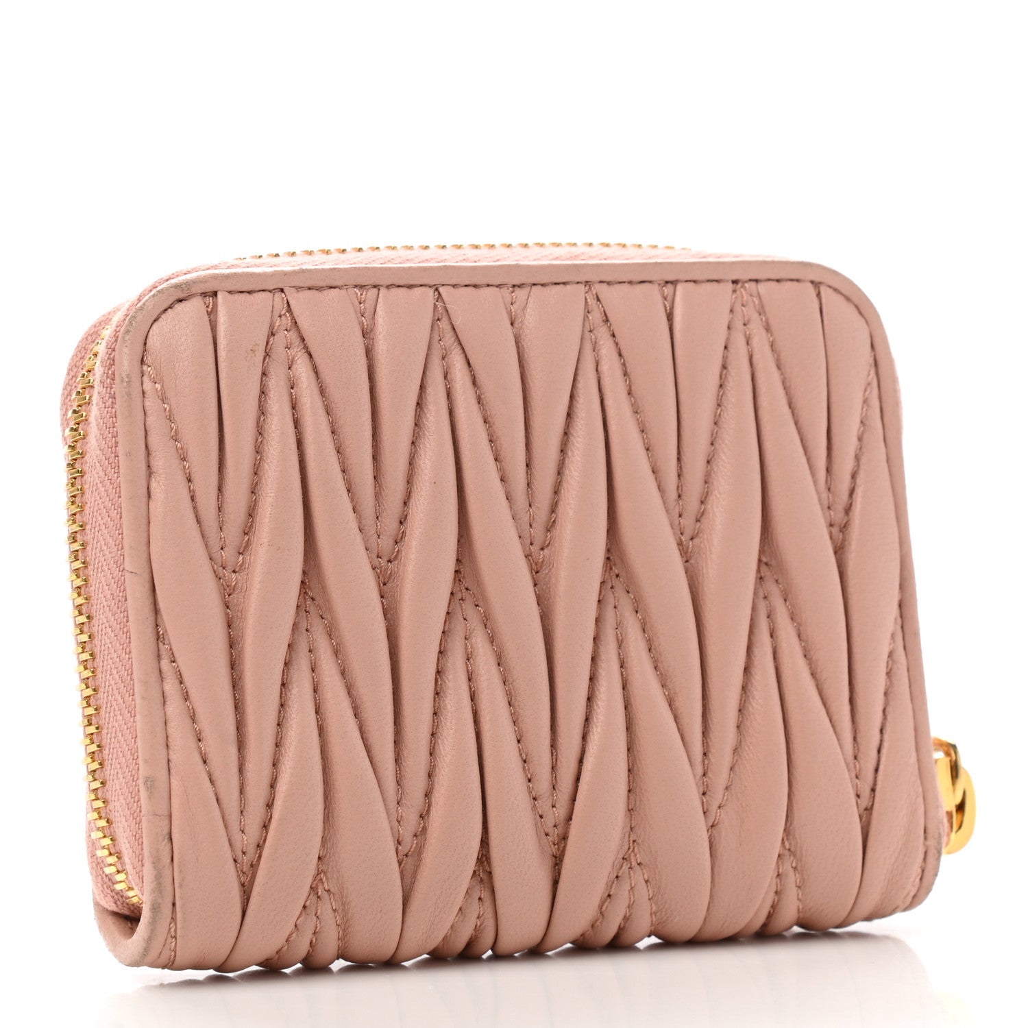 Miu Miu Nappa Matelasse Zip Around Compact Wallet Orchidea 3 of 12