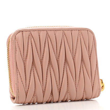 Miu Miu Nappa Matelasse Zip Around Compact Wallet Orchidea 3 of 12
