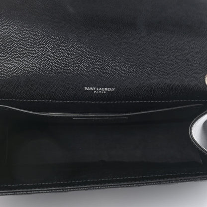 Saint Laurent Grain De Poudre Textured Mixed Matelasse Triquilt Medium Monogram Satchel Black 6 of 10