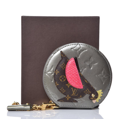 Louis Vuitton Vernis Animania Coq Rooster Round Coin Purse Gris Art Deco 8 of 8