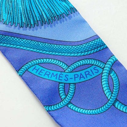 Hermes Silk Epaulettes Twilly Lavande Turquoise Jaune 7 of 7