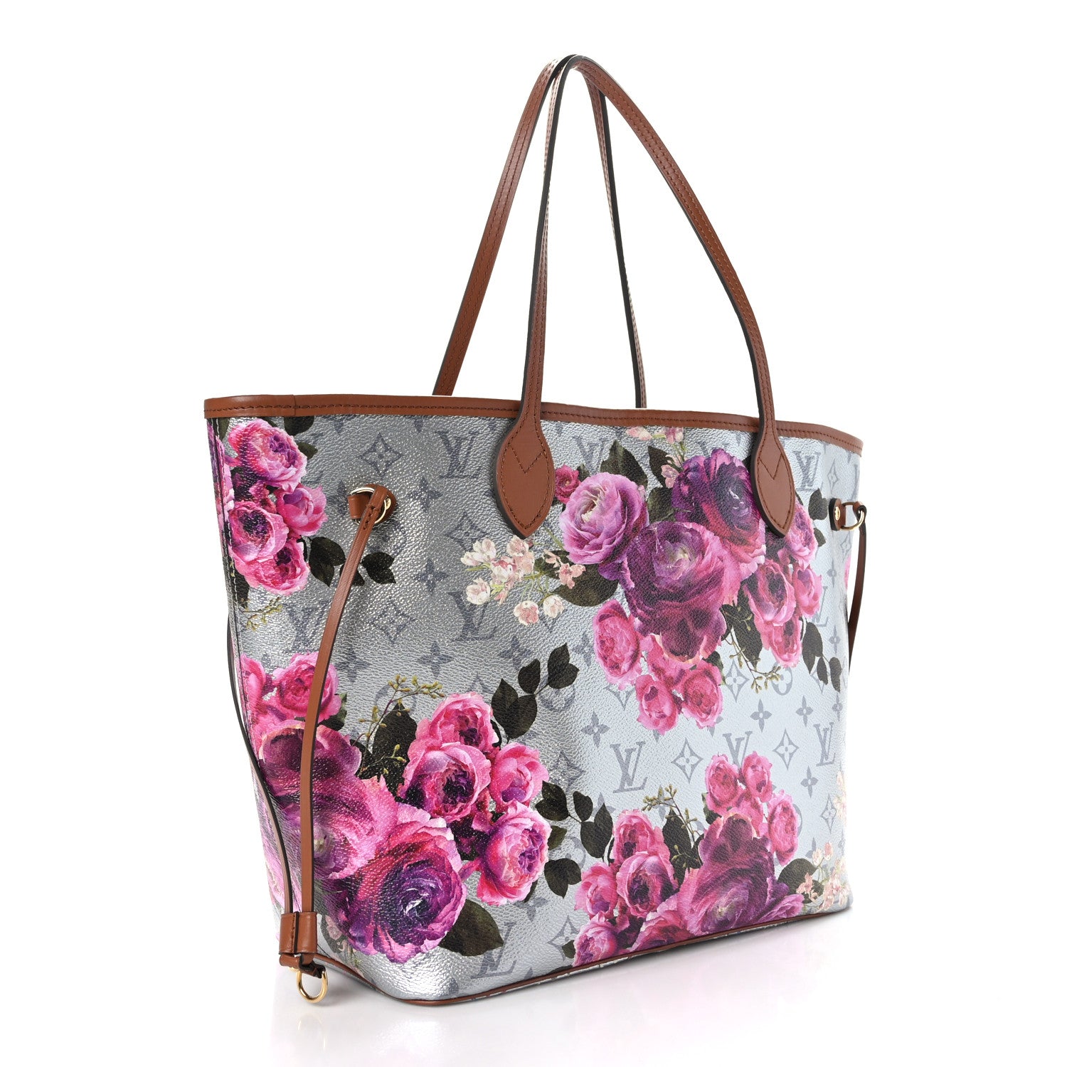 Louis Vuitton Metallic Monogram LV Garden Neverfull MM Silver 4 of 9