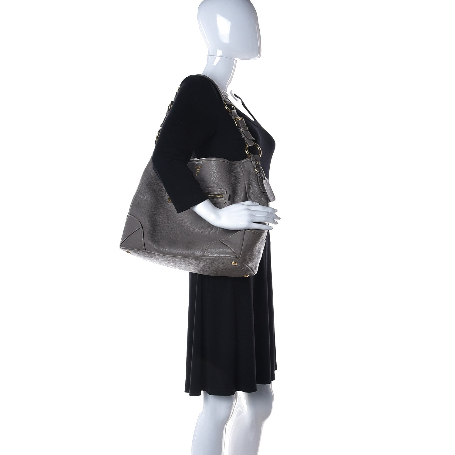 Prada Vitello Daino Hobo Argilla 2 of 11