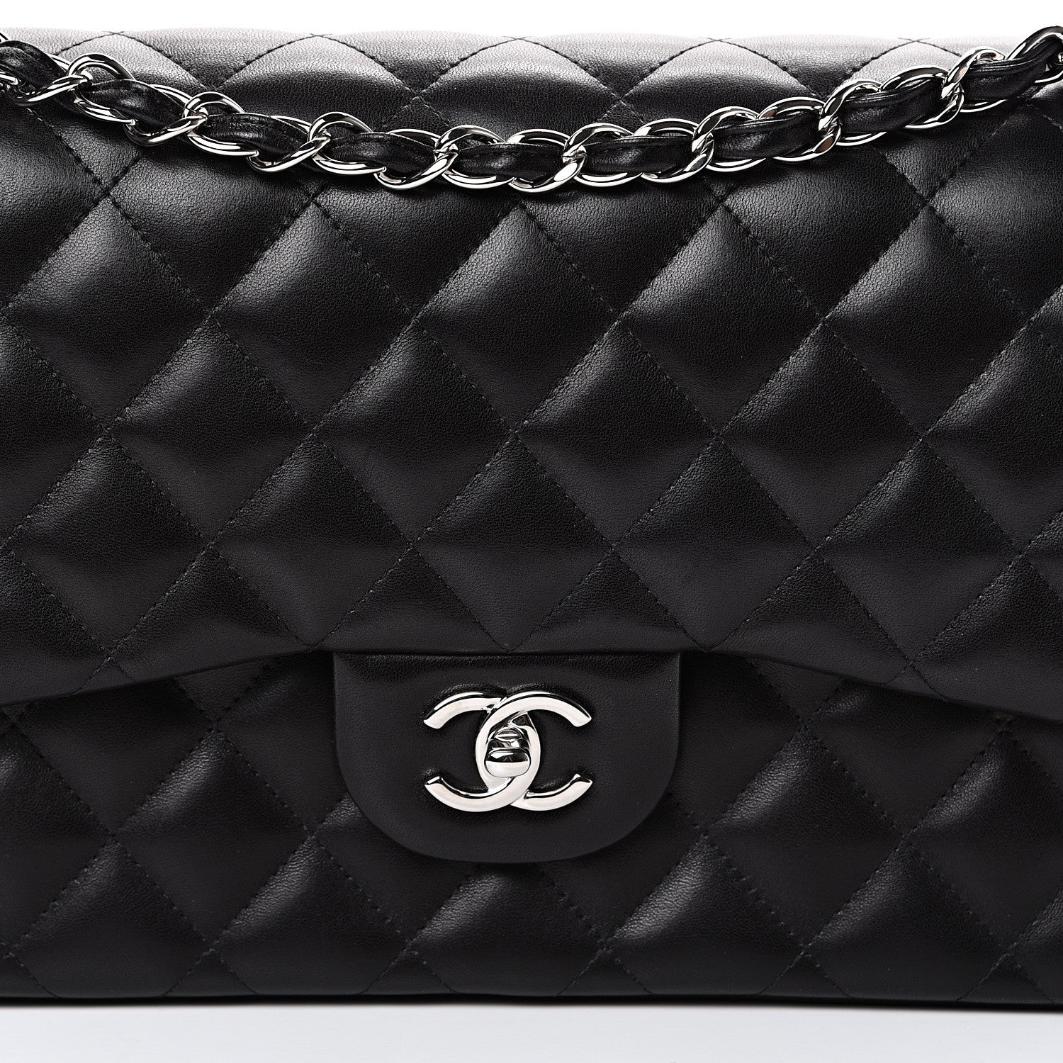 Chanel Lambskin Quilted Jumbo Double Flap Black 7 of 19