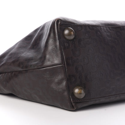 Gucci Calfskin Horsebit Embossed Medium Babouska Shopping Tote Dark Brown 9 of 10