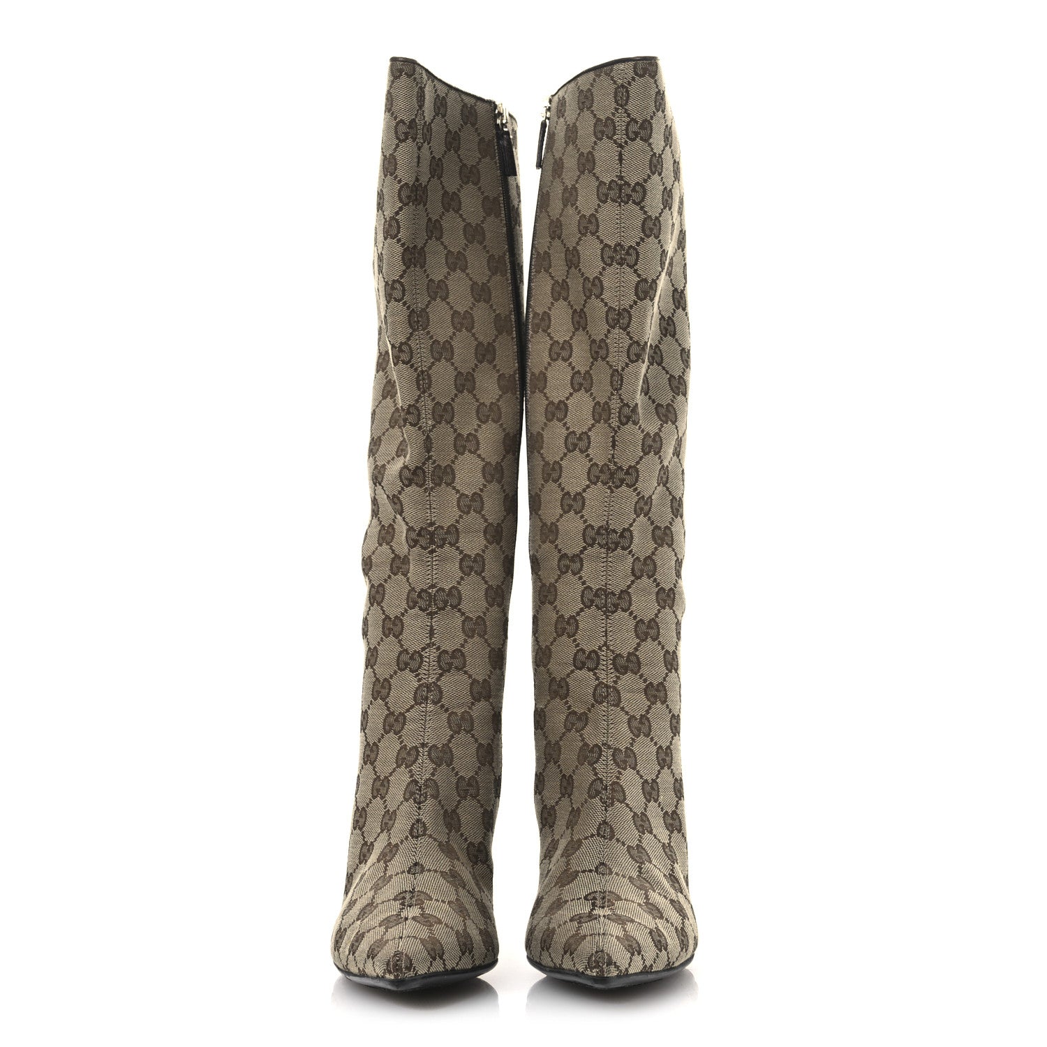 Gucci Monogram Womens Tall Boots 38 Beige Ebony 3 of 11