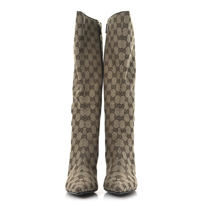 Gucci Monogram Womens Tall Boots 38 Beige Ebony 3 of 11