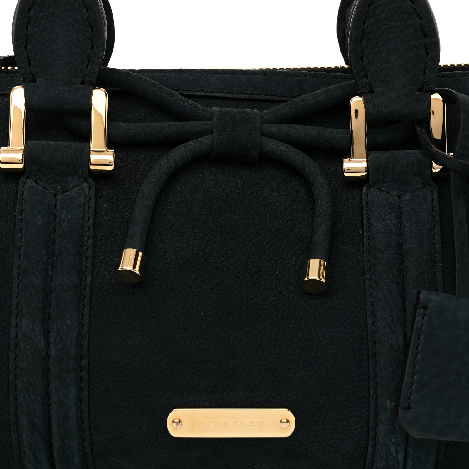 Burberry Suede Luggage Medium Bowling Barrel Bag Indigo Green 10 of 13
