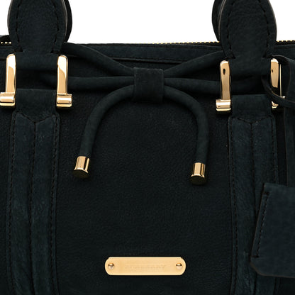 Burberry Suede Luggage Medium Bowling Barrel Bag Indigo Green 10 of 13