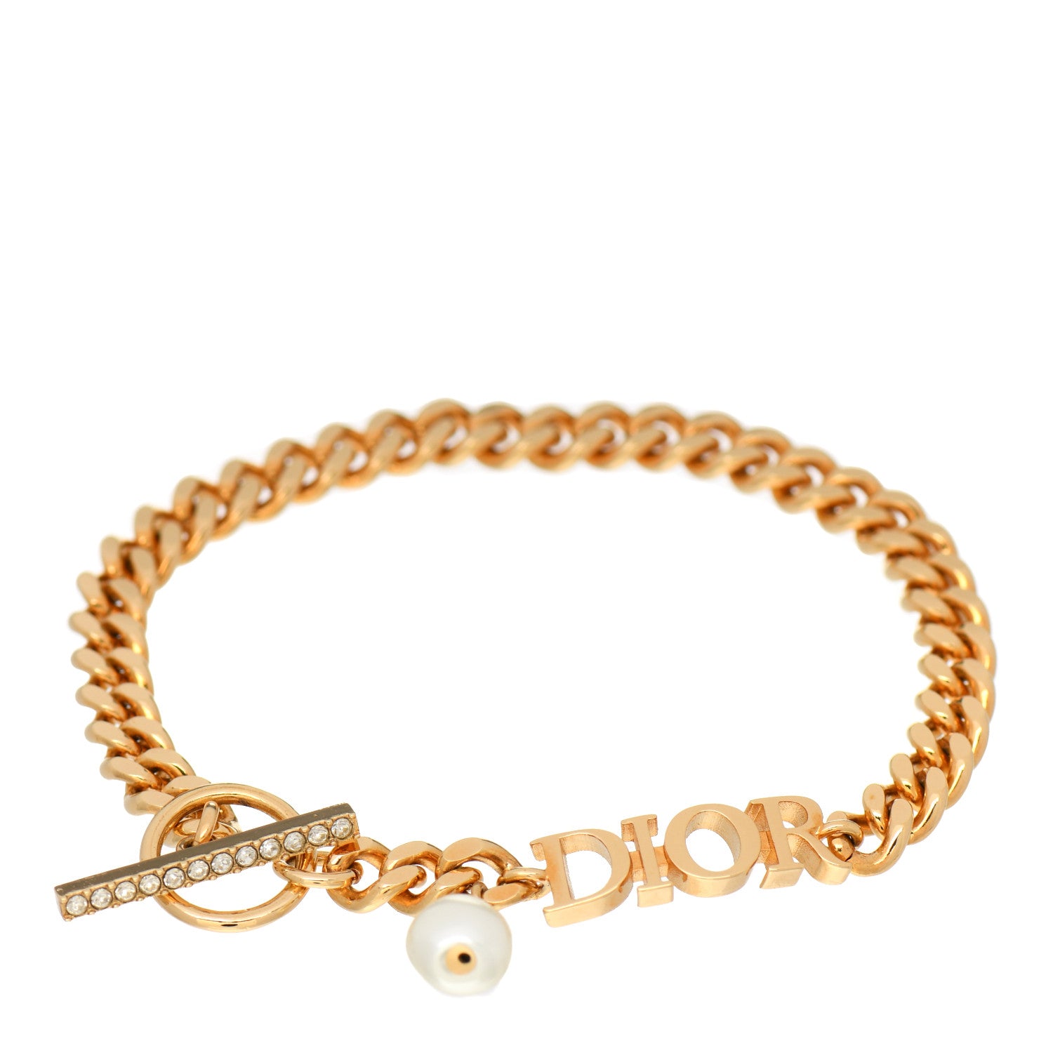 Christian Dior Metal Crystal Pearl Dio(r)evolution Bracelet Gold 1 of 4