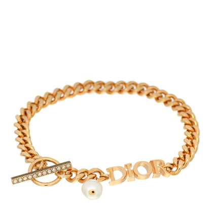 Christian Dior Metal Crystal Pearl Dio(r)evolution Bracelet Gold 1 of 4