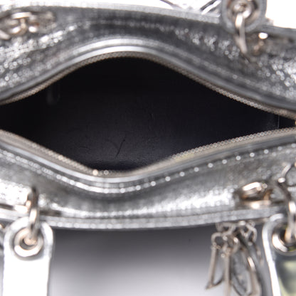 Christian Dior Metallic Patent Micro-Cannage Gradient Medium Lady Dior Silver Blue 5 of 9
