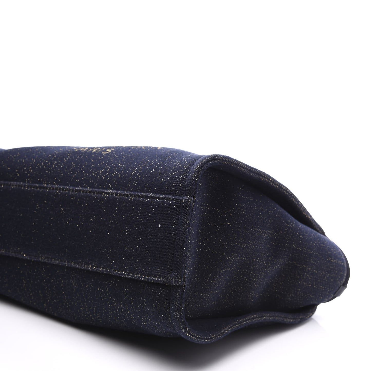 Lurex Canvas Small Deauville Tote Navy Blue Gold