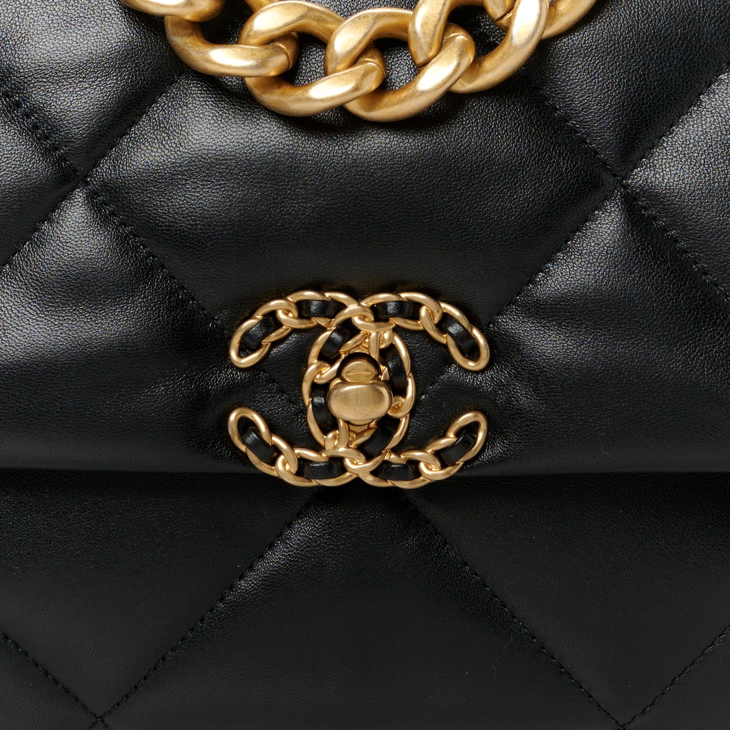 Lambskin Quilted Large Chanel 19 Flap Black