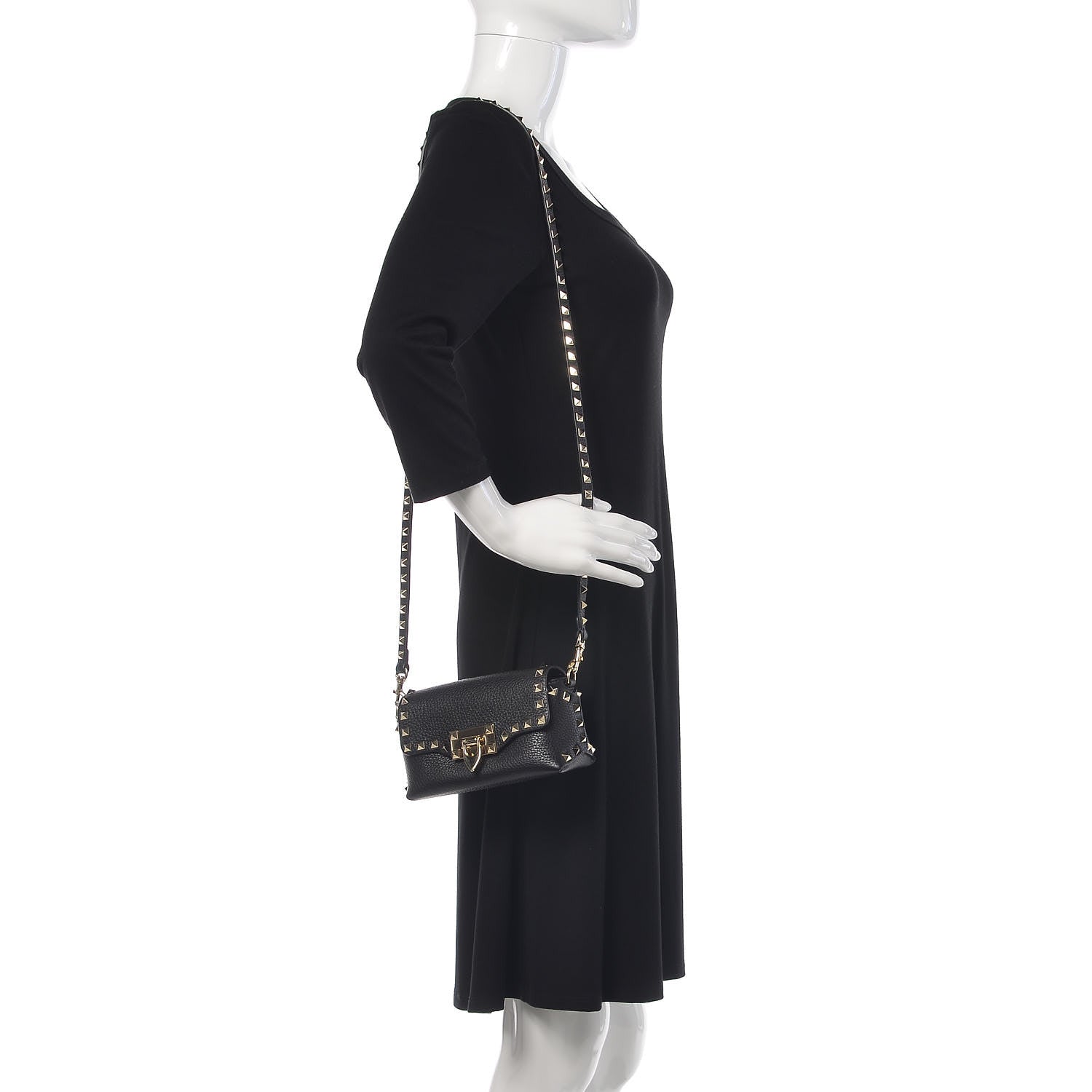 Valentino Garavani Pebbled Calfskin Mini Rockstud Crossbody Bag Black 2 of 11