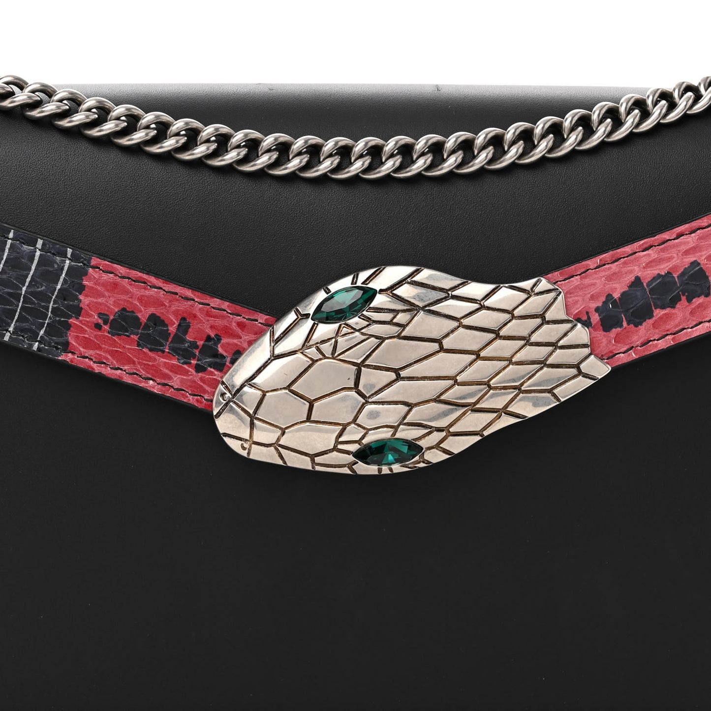 Snakeskin Calfskin Lilith Shoulder Bag Black
