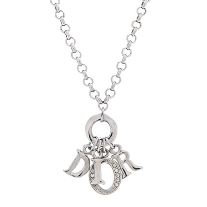 Christian Dior Crystal Logo Necklace Silver 4 of 6