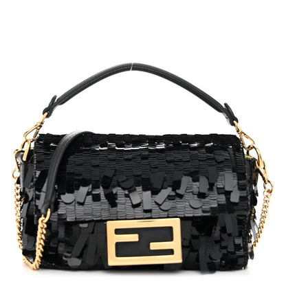 Fendi Sequin Paillettes Vitello Grace Sex and the City Mini Baguette Black 1 of 11