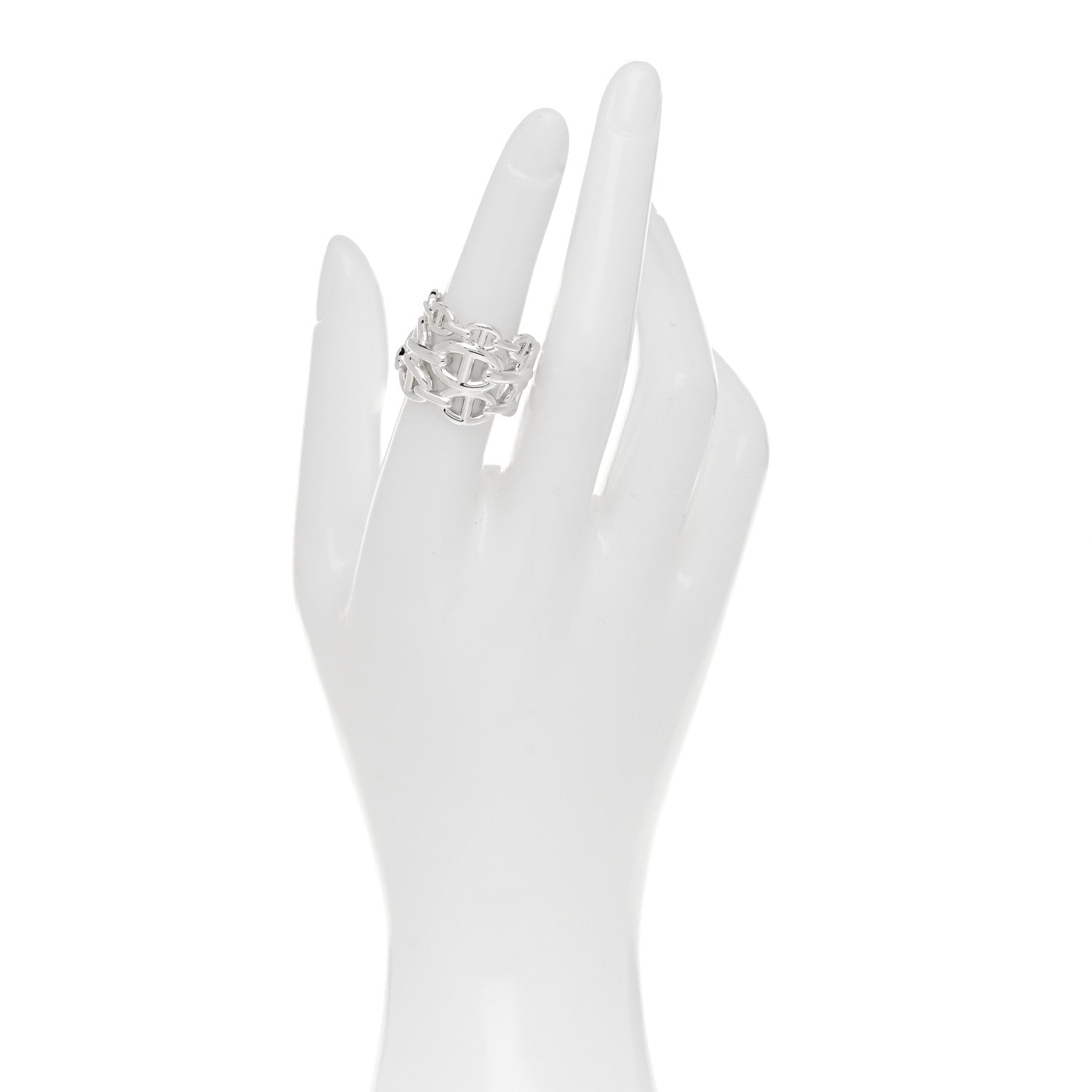 Hermes Sterling Silver GM Chaine d'ncre Enchainee Band Ring 53 6.25 2 of 6