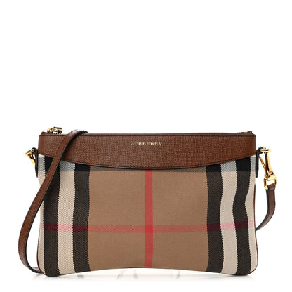 Burberry House Check Derby Peyton Crossbody Clutch Bag Tan 1 of 9