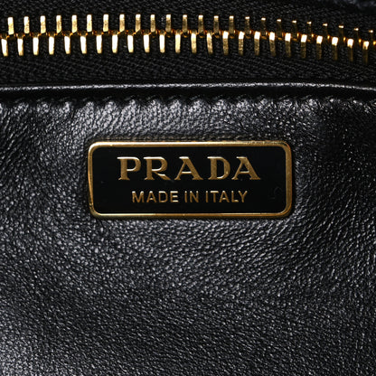 Prada Soft Grain Medium East West Galleria Double Zip Bag Black 6 of 9