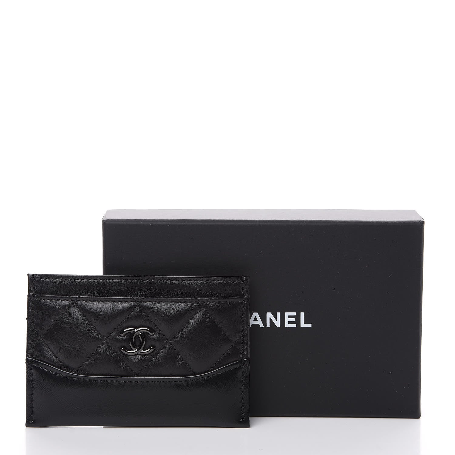 Chanel Aged Calfskin Quilted Gabrielle Card Holder Wallet So Black 8 of 8