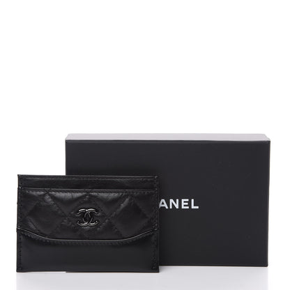 Chanel Aged Calfskin Quilted Gabrielle Card Holder Wallet So Black 8 of 8