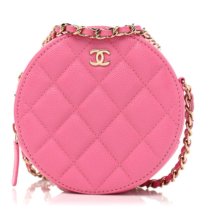 Chanel Caviar Quilted Round Clutch With Chain Pink 1 of 9
