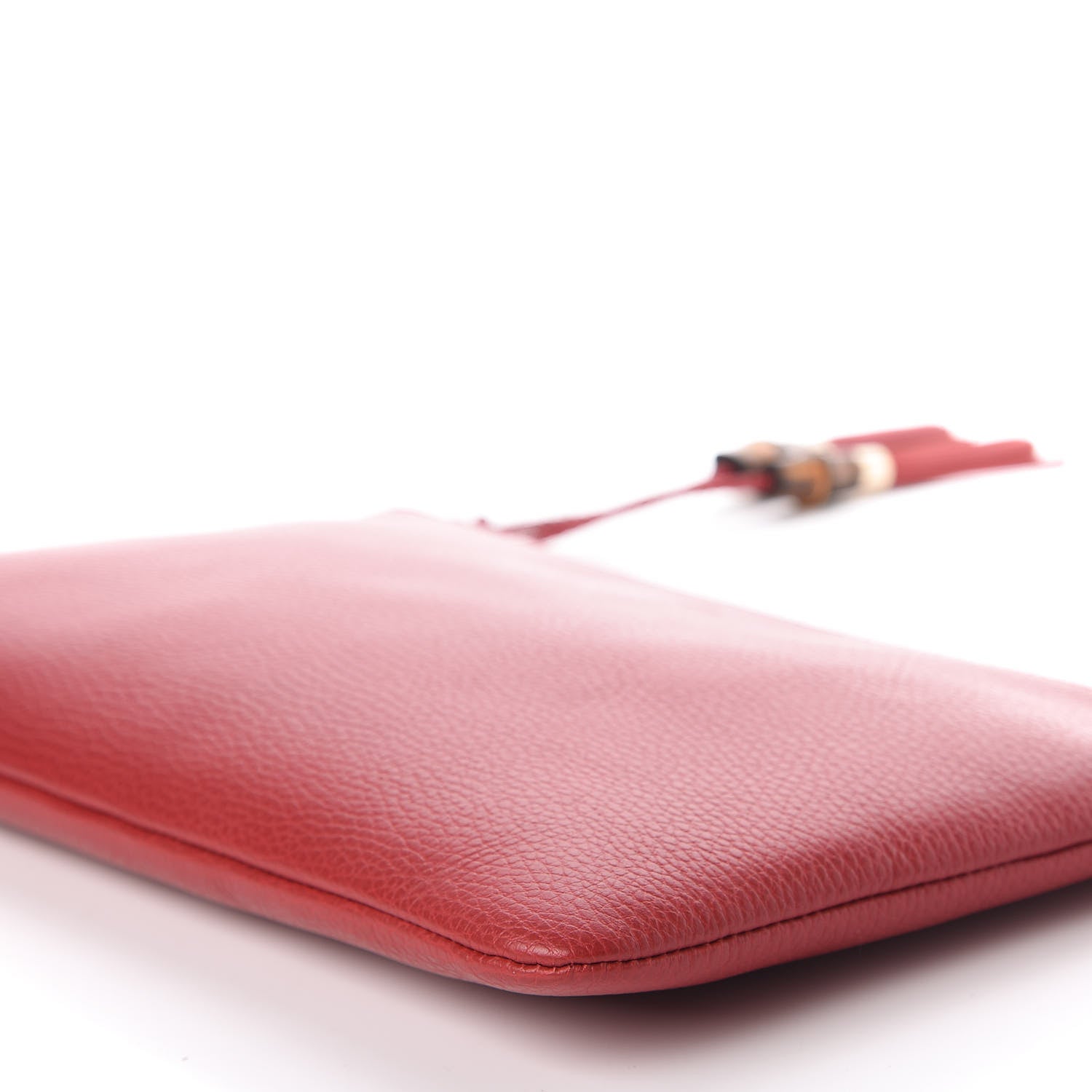 Gucci Calfskin Large Bamboo Clutch Red 7 of 11