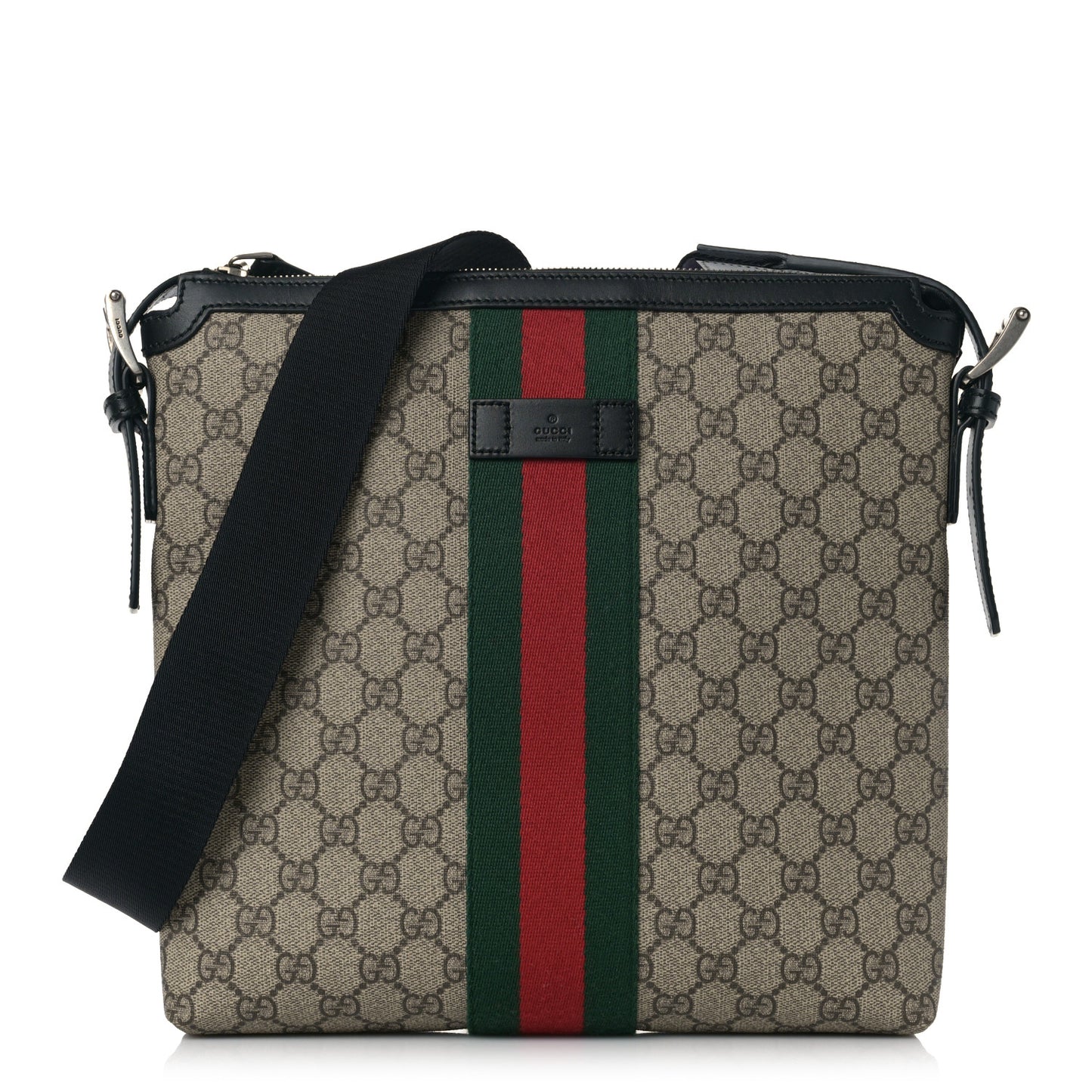 GG Supreme Monogram Web Messenger Bag Black