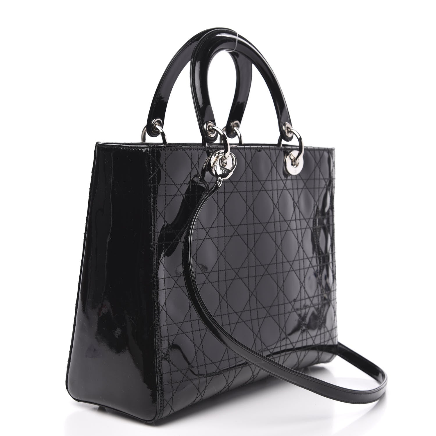 Christian Dior Patent Cannage Stitched Large Lady Dior Black 3 of 9