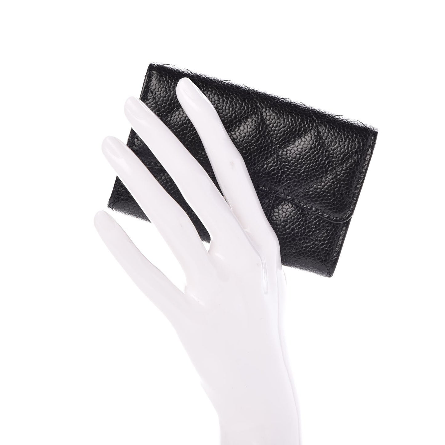 Caviar Quilted Flap Card Holder Black
