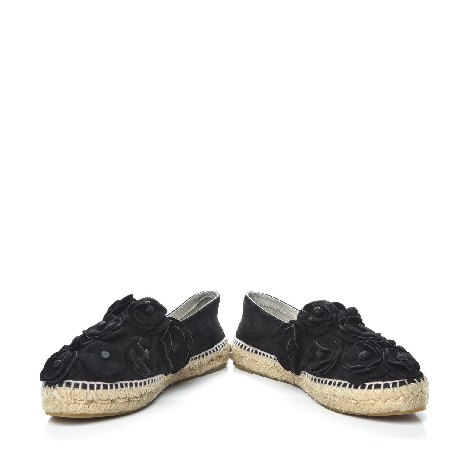 Chanel Suede Camellia CC Espadrilles 39 Black 5 of 12